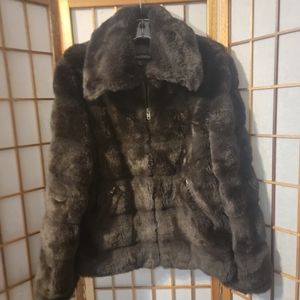 Dark Brown Lined Faux Fur Winter Coat by 1 Madison